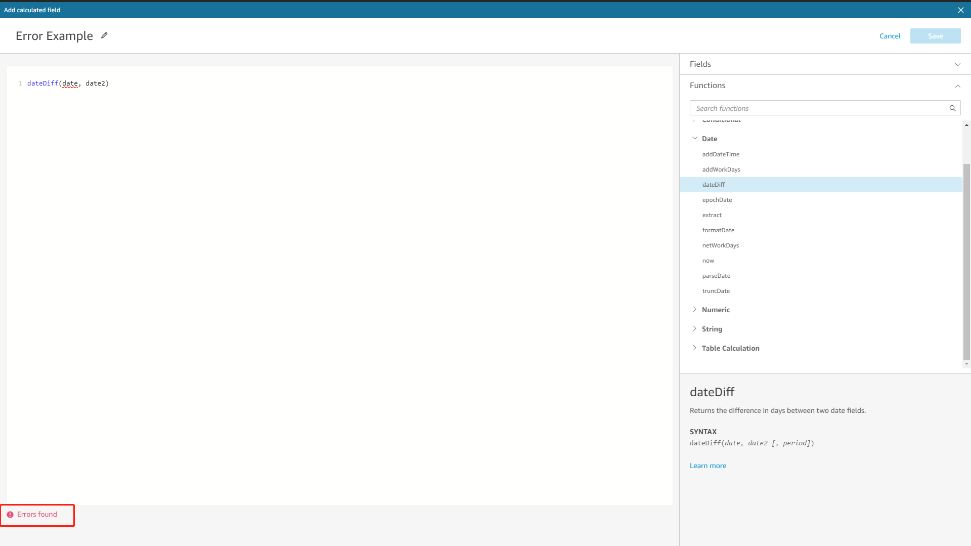 Figure 2-39 Validation - Amazon QuickSight